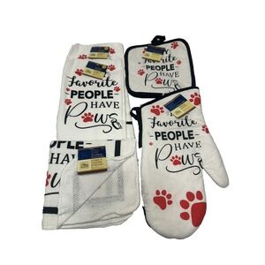 home collection 2 towels 2 wash clothes 2 pot holders 1 oven mitt kitchen paws
